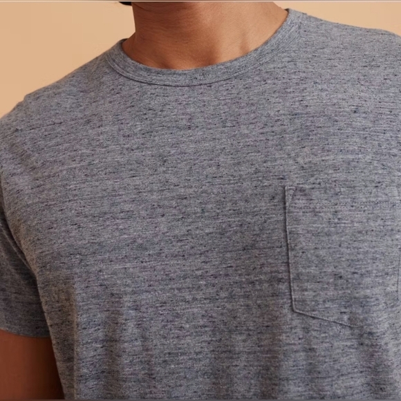 Marine Layer Saddle Hem Pocket In Heather Blue Neps Large - Picture 4 of 11